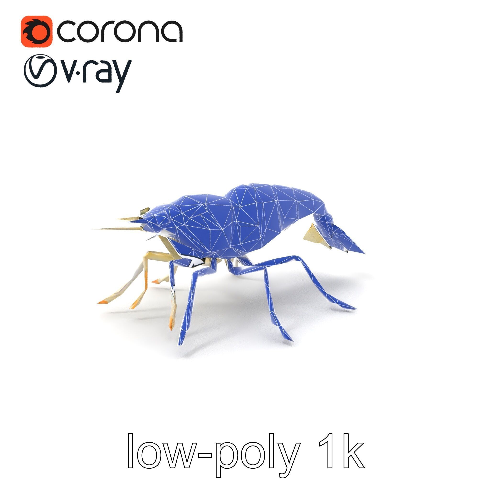 Ghost Shrimp Semi-Transparent Model Pack Low-poly 3D model_6