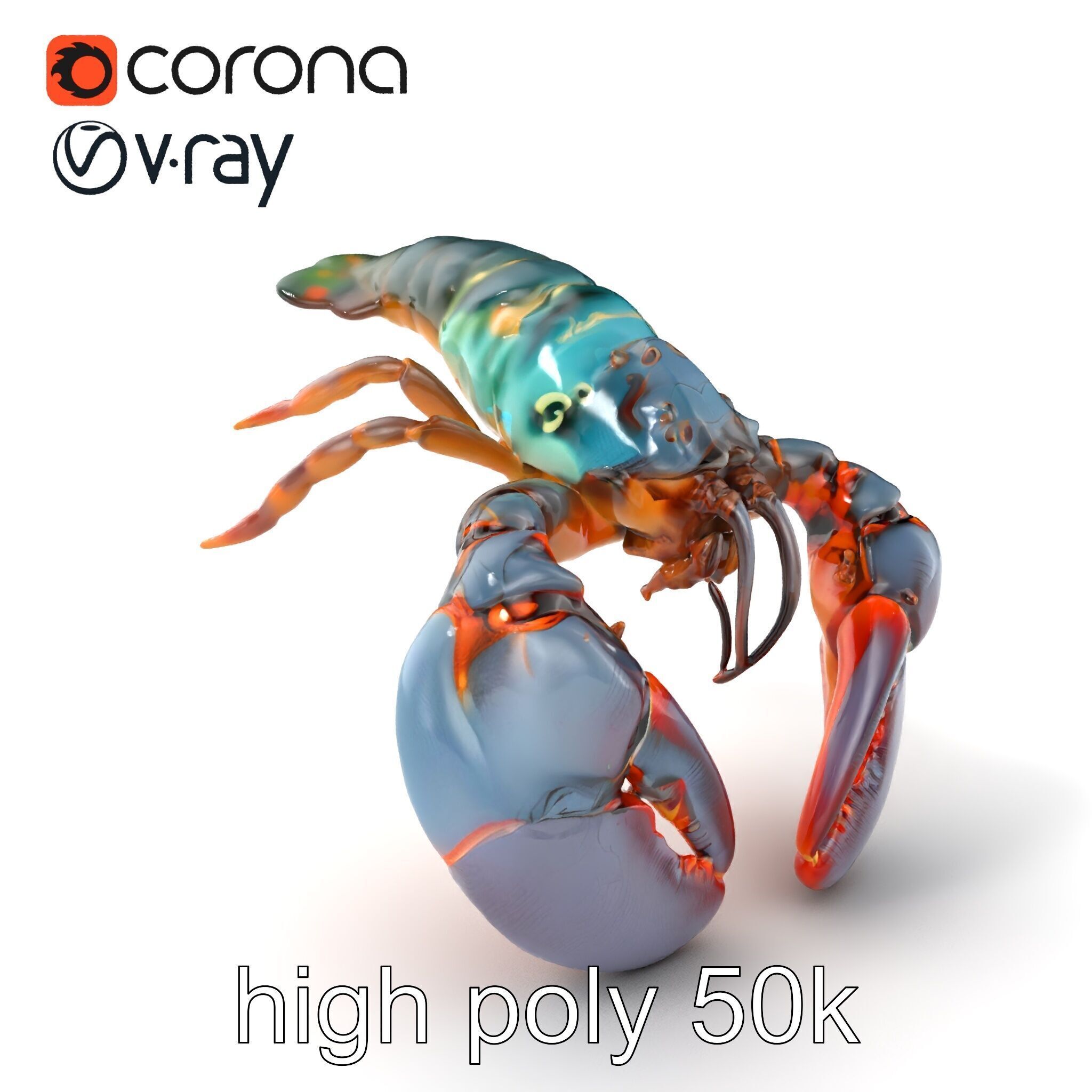 Lobster Realistic Textured Shell Model Pack Low-poly 3D model_2