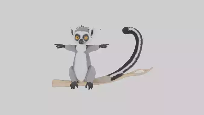 Lemur perched model Low-poly 3D model