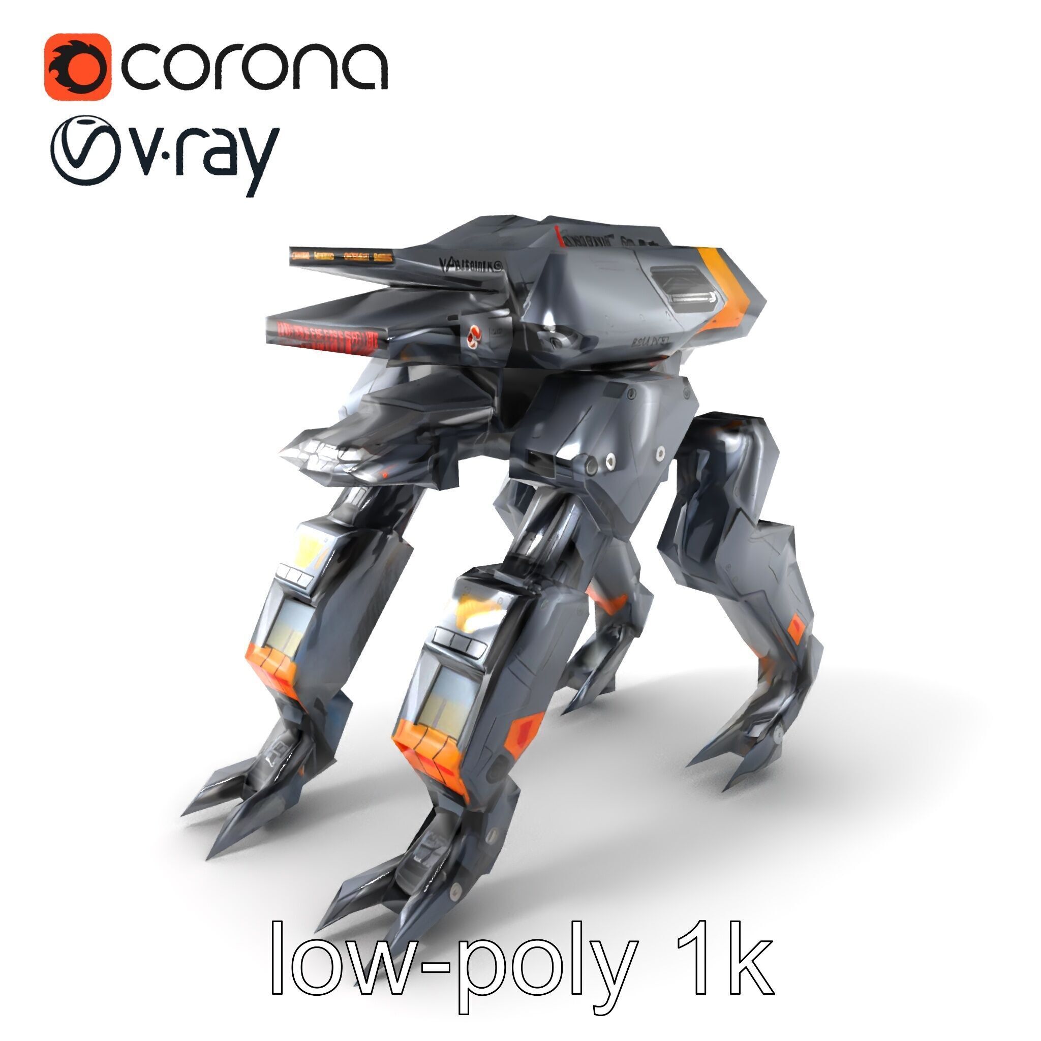 Exoskeleton Combat Unit Armored model pack Low-poly 3D model_5