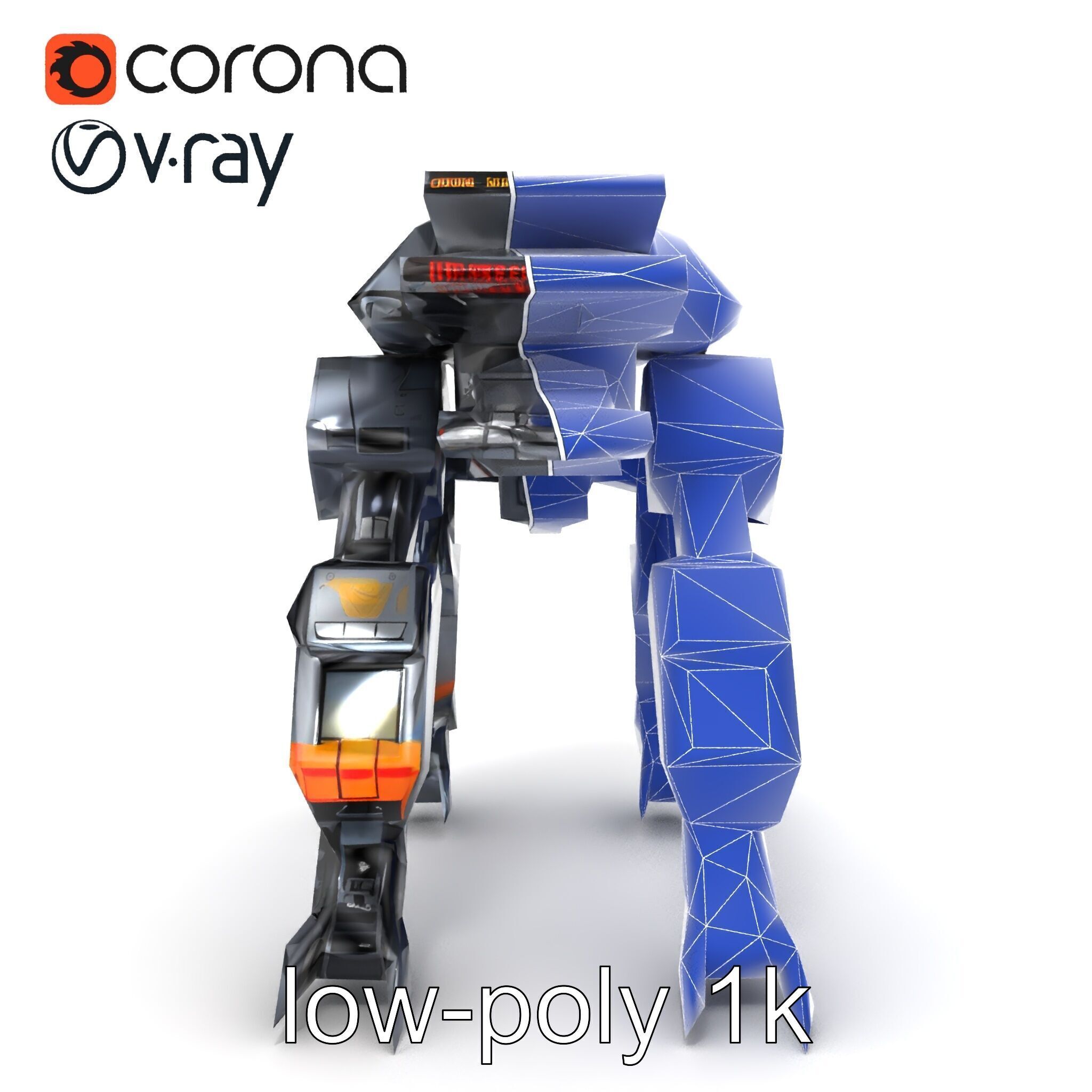 Exoskeleton Combat Unit Armored model pack Low-poly 3D model_15