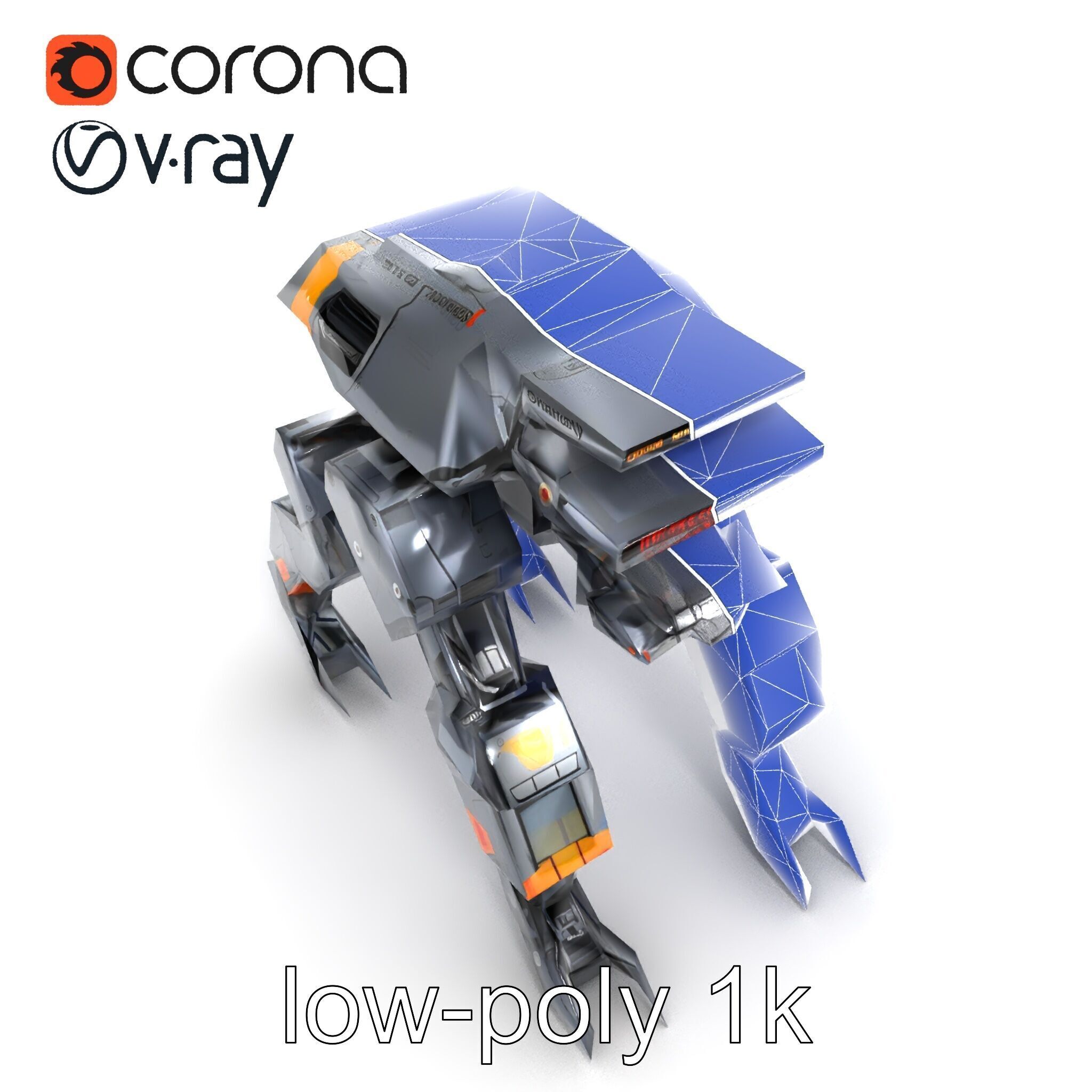 Exoskeleton Combat Unit Armored model pack Low-poly 3D model_16