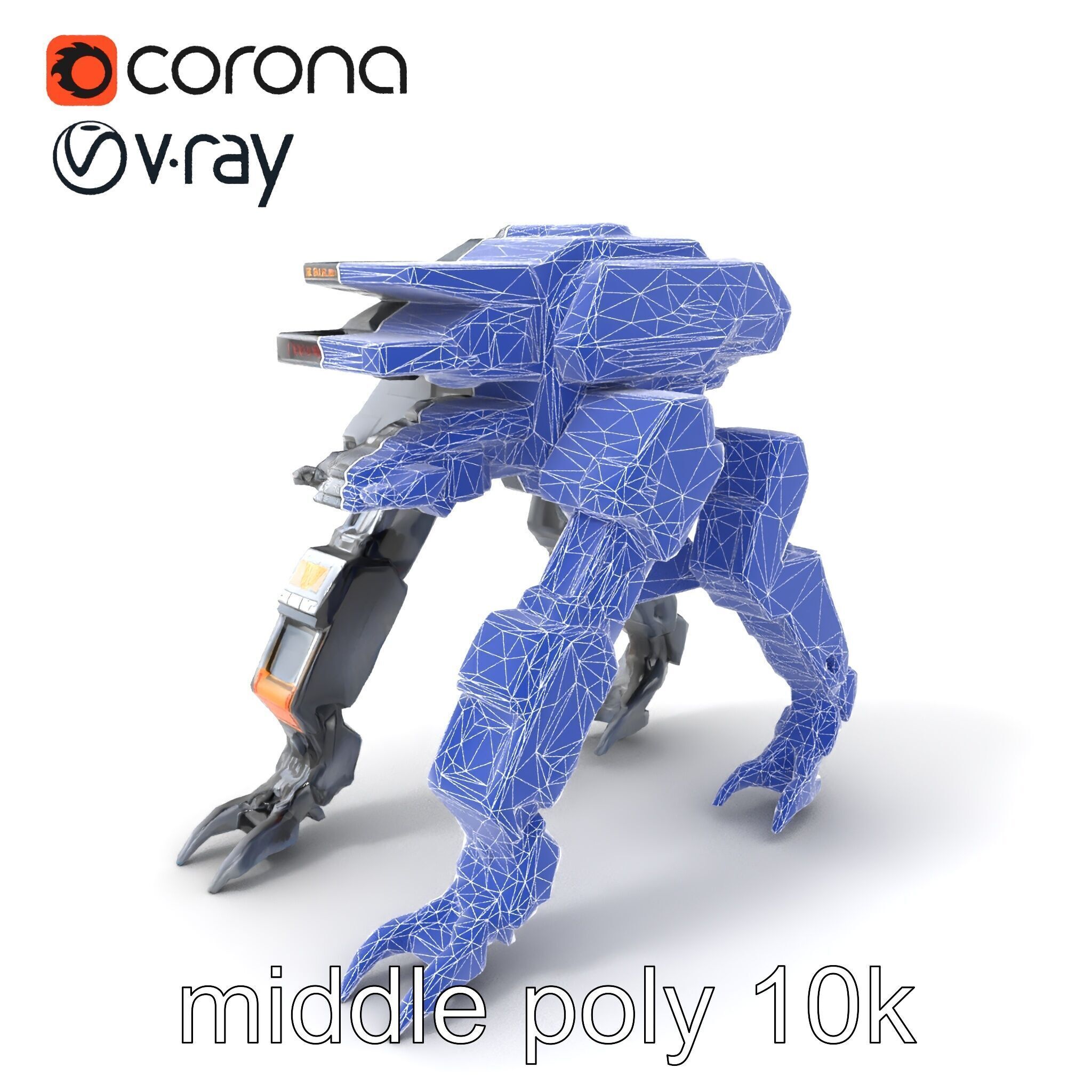 Exoskeleton Combat Unit Armored model pack Low-poly 3D model_6