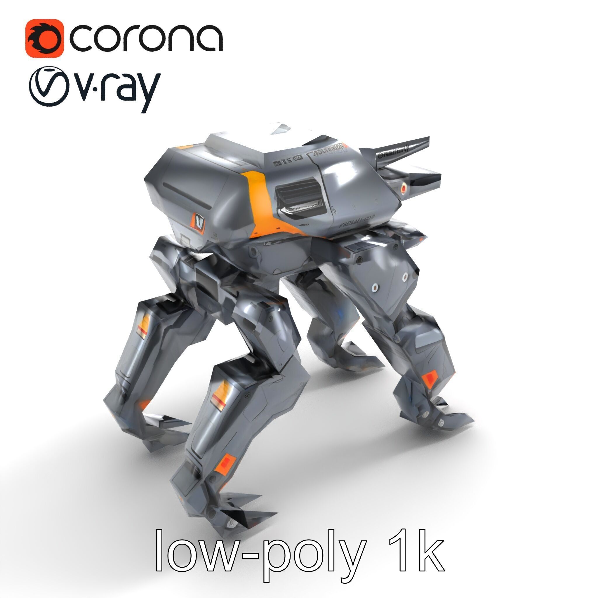 Exoskeleton Combat Unit Armored model pack Low-poly 3D model_9