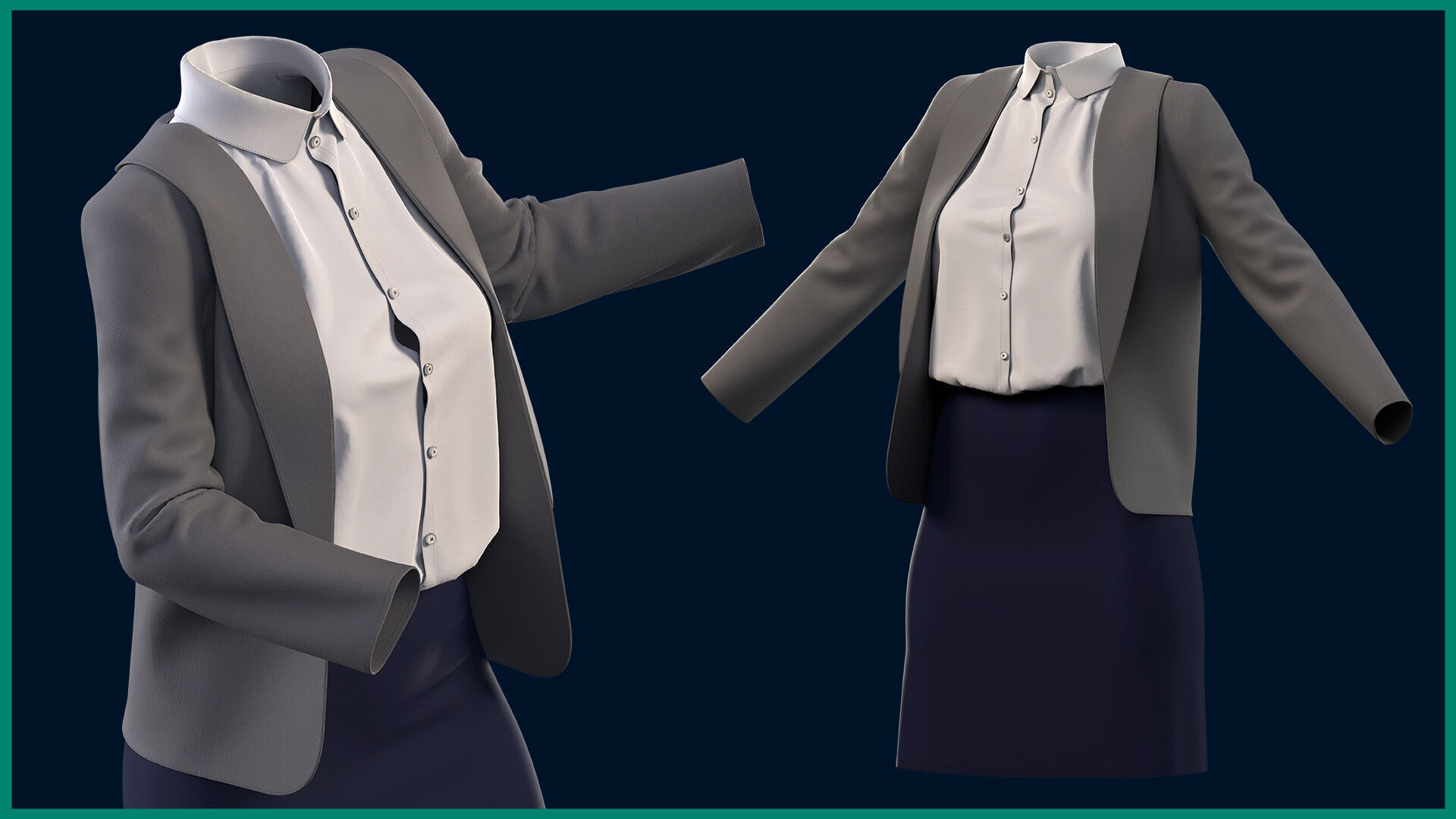 female teacher uniform with texture 3D model_3