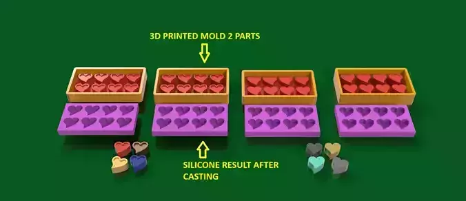 Heart Shaped Multi Cavity Mold 8p 3D print model