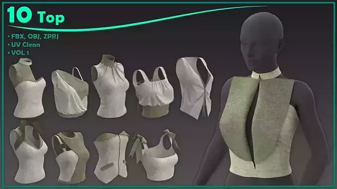 10 female top 3D model 10 female top 3D model