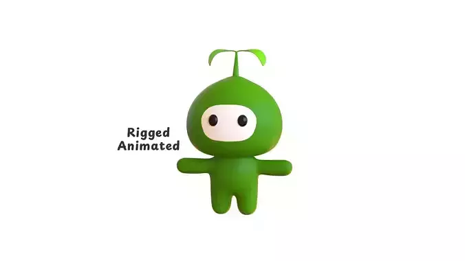Low-Poly Character003 Leaf Mascot Animated