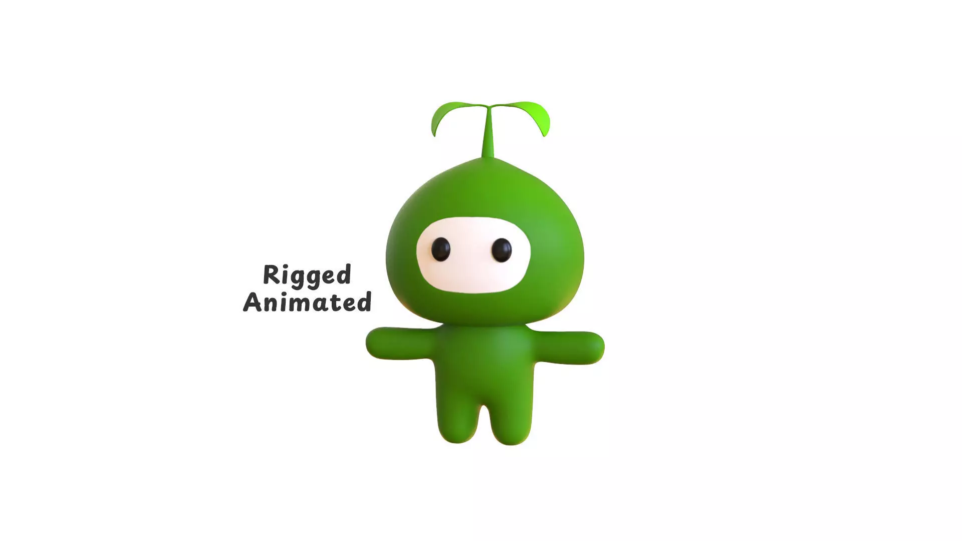 Low-Poly Character003 Leaf Mascot Animated Low-poly 3D model_0