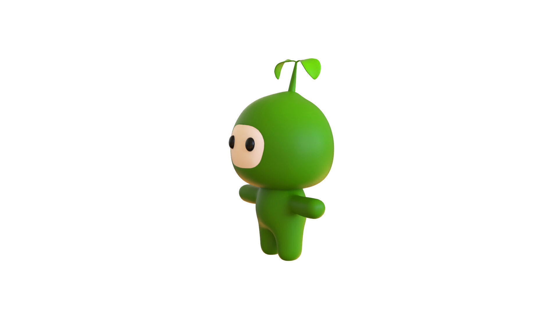 Low-Poly Character003 Leaf Mascot Animated Low-poly 3D model_5