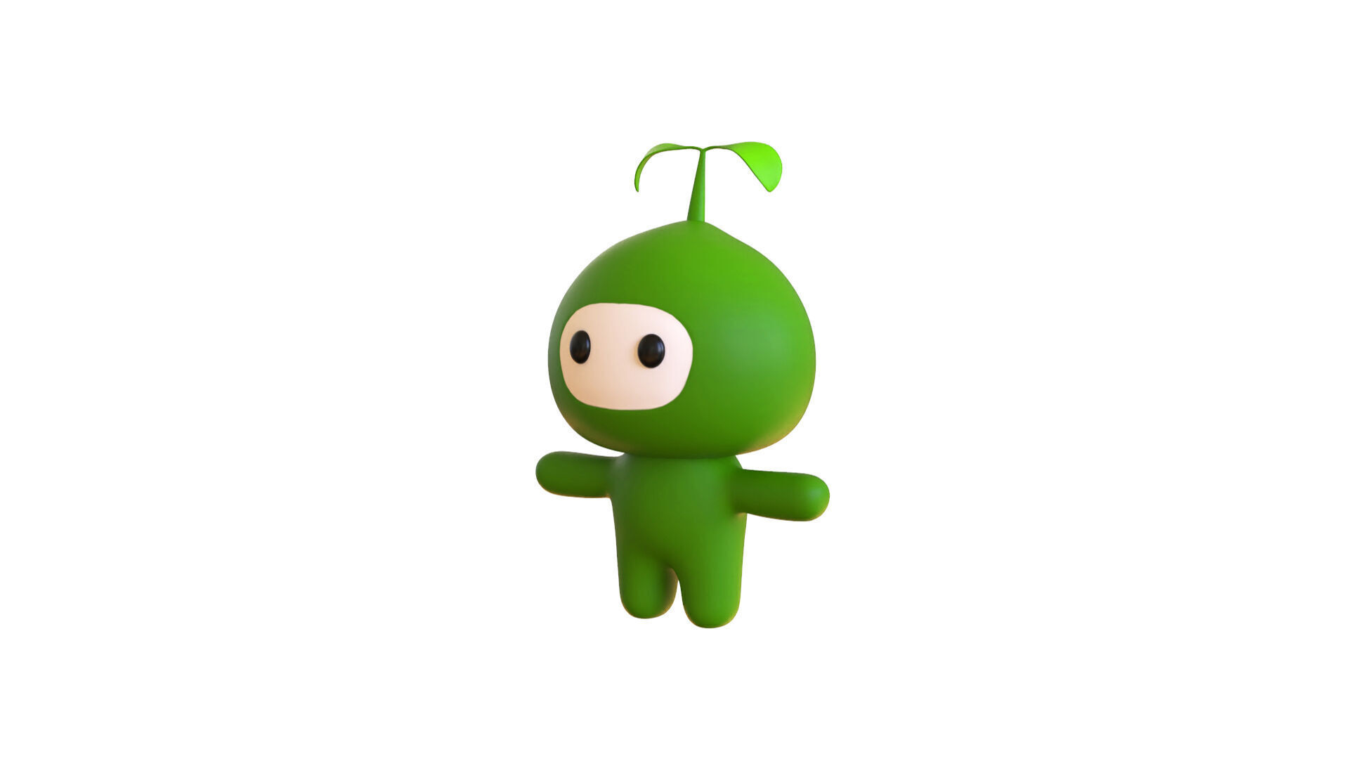 Low-Poly Character003 Leaf Mascot Animated Low-poly 3D model_4