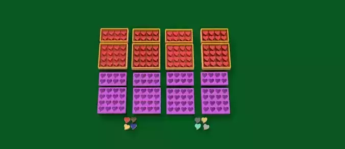 Heart Shaped Multi Cavity Mold 16p and 8p 3D print model