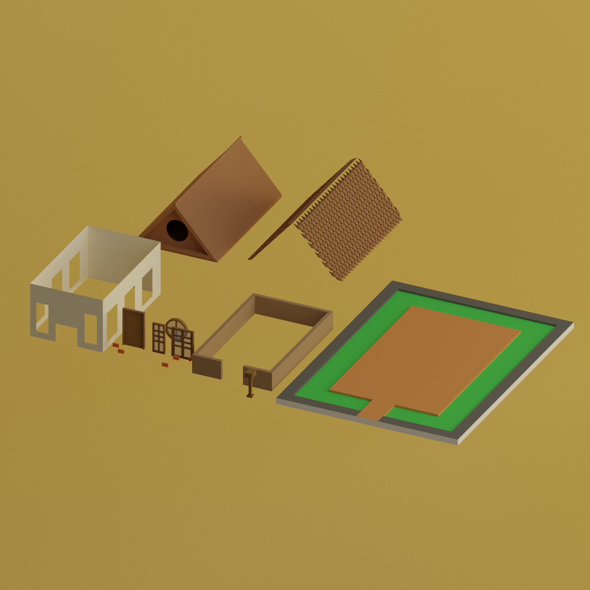 Lowpoly House 1 Low-poly 3D model_1