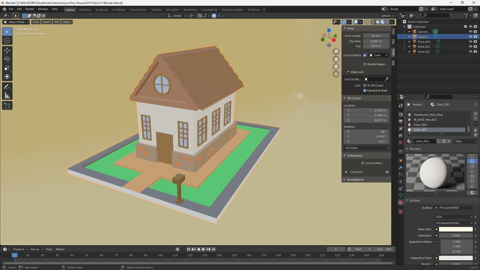 Lowpoly House 1 Low-poly 3D model_3