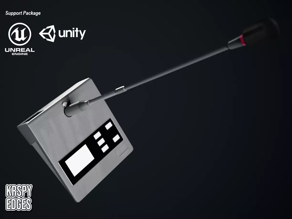 Microphone Desk Game Ready Assets Low-poly 3D model_0