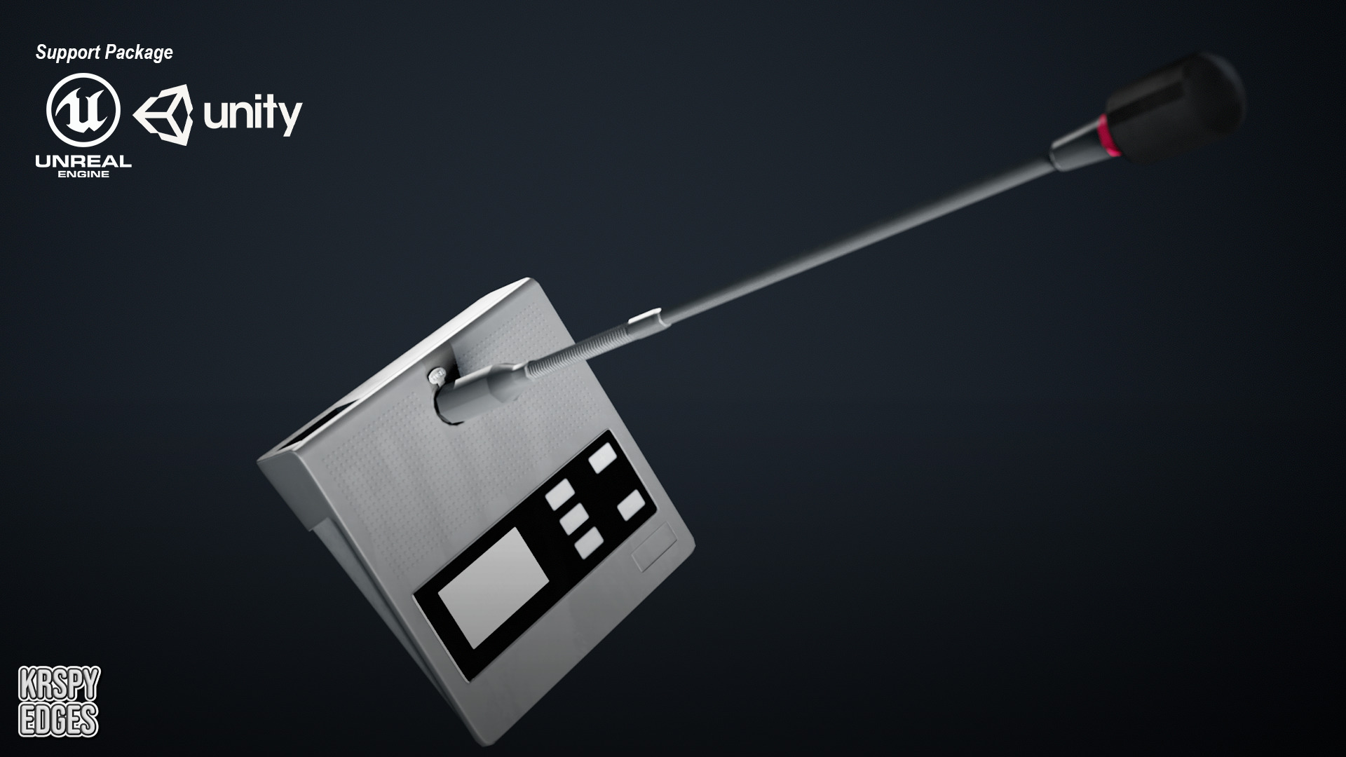 Microphone Desk Game Ready Assets Low-poly 3D model_1