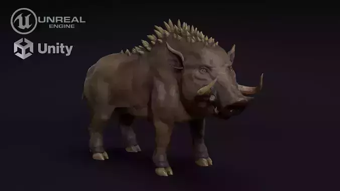Boar creature Low-poly 3D model