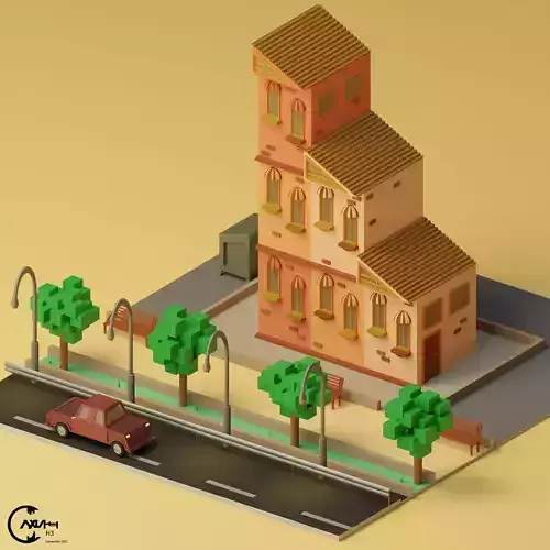 Lowpoly House 3 Low-poly 3D model