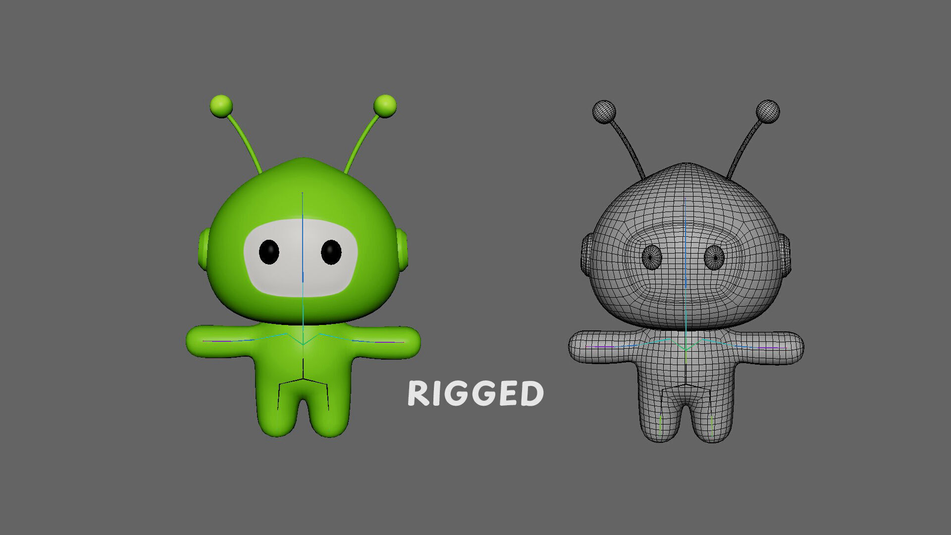 Low-Poly Character004 Alien Mascot Animated Low-poly 3D model_3
