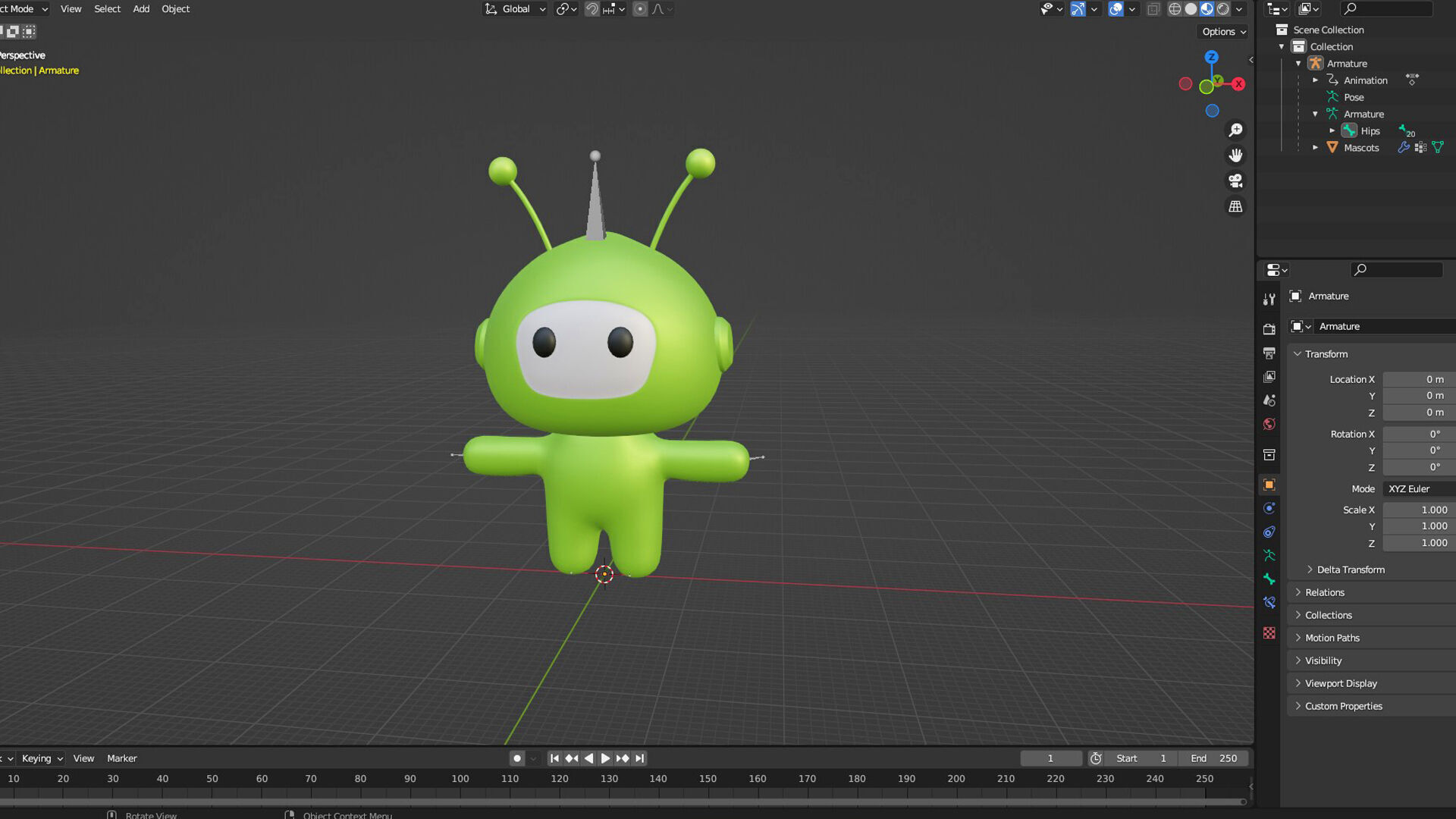 Low-Poly Character004 Alien Mascot Animated Low-poly 3D model_4