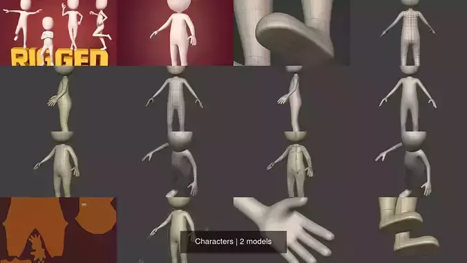 Cartoon Characters - Man - Stickman 3D Model Collection