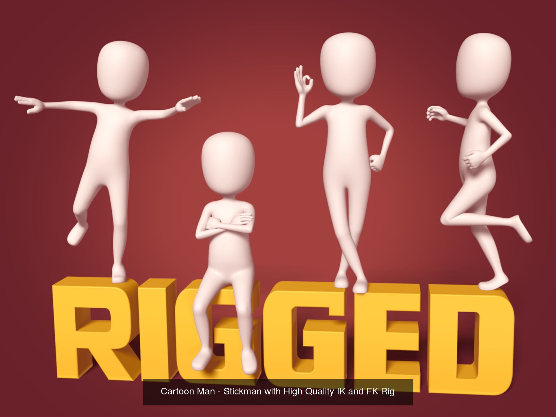 Cartoon Characters - Man - Stickman 3D Model Collection_1