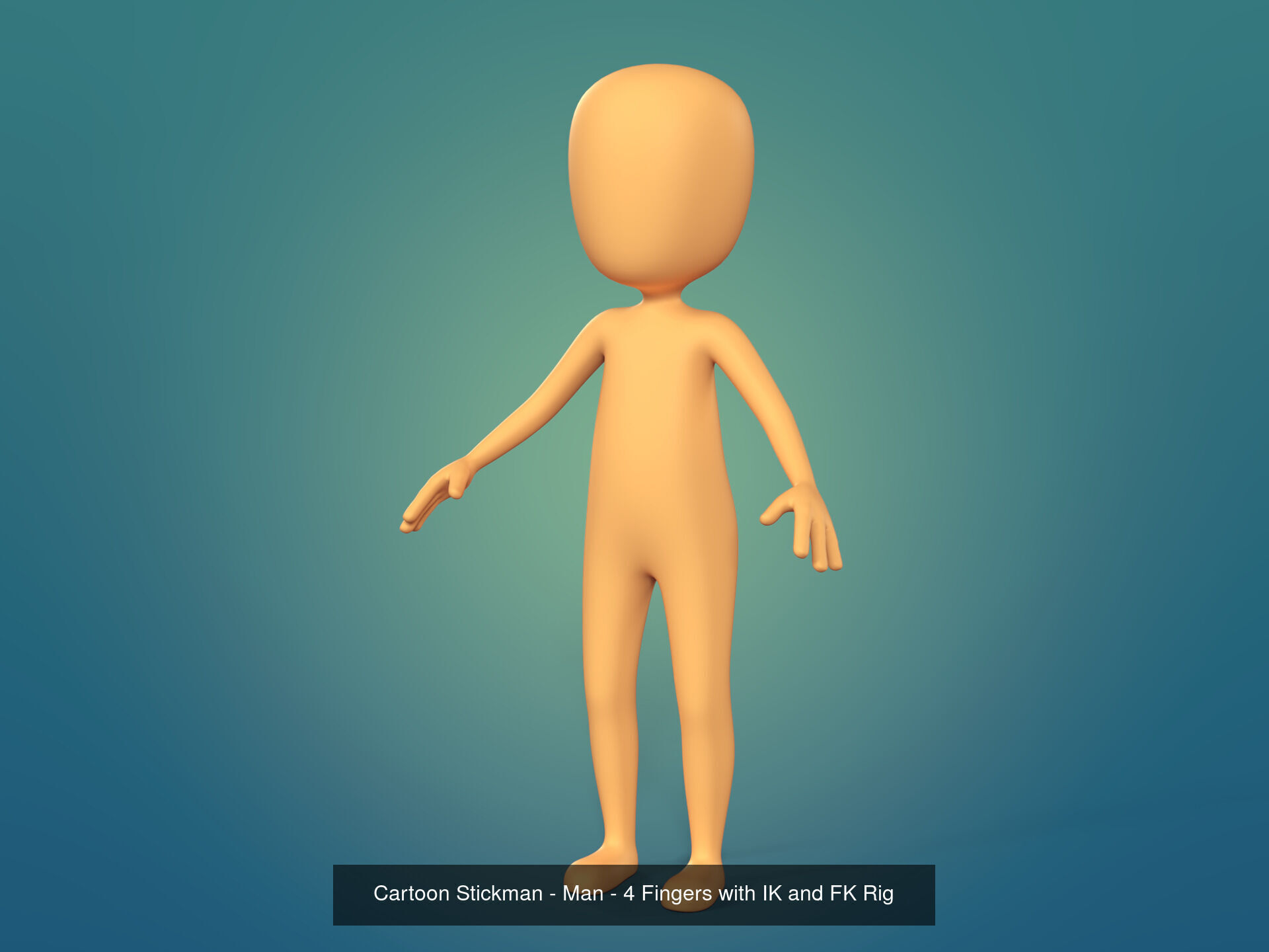 Stickman Four Fingers - Cartoon Character - Man 3D Model Collection_1
