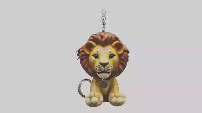 Lion keychain model Low-poly 3D model