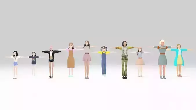 Character Girls pack Rigged 02