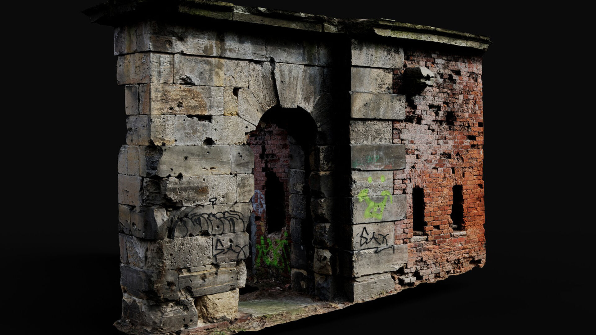 ruins abandoned fortress part1 photogrammetry Low-poly 3D model_5