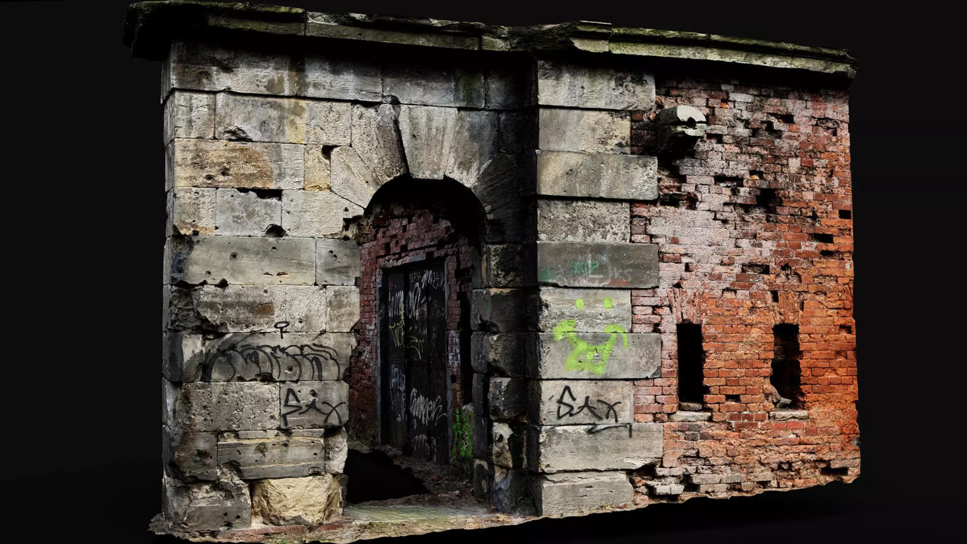 ruins abandoned fortress part1 photogrammetry Low-poly 3D model_0