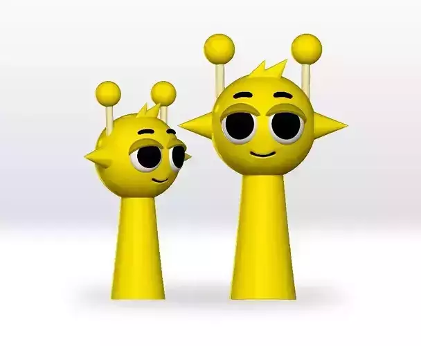 Simon Yellow Sprunki STL 3mf Obj 3D Model Split file Character