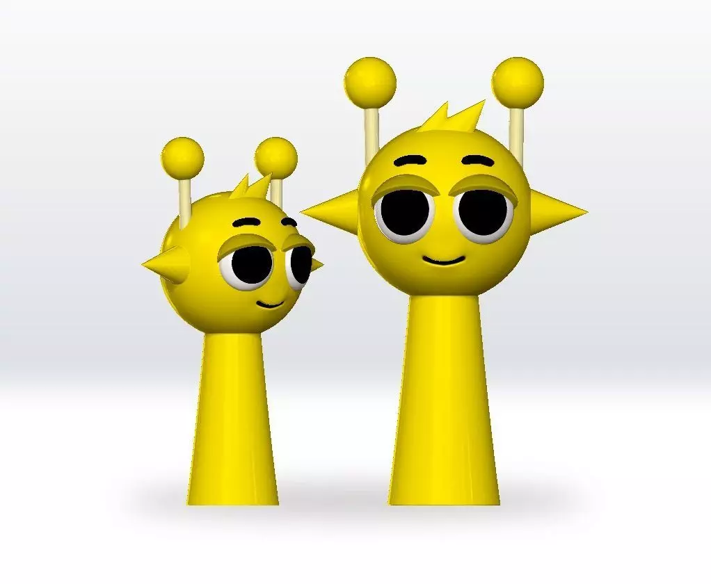 Simon Yellow Sprunki STL 3mf Obj 3D Model Split file Character 3D print model_0