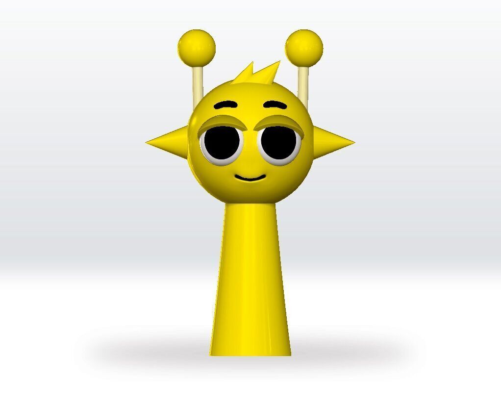 Simon Yellow Sprunki STL 3mf Obj 3D Model Split file Character 3D print model_2
