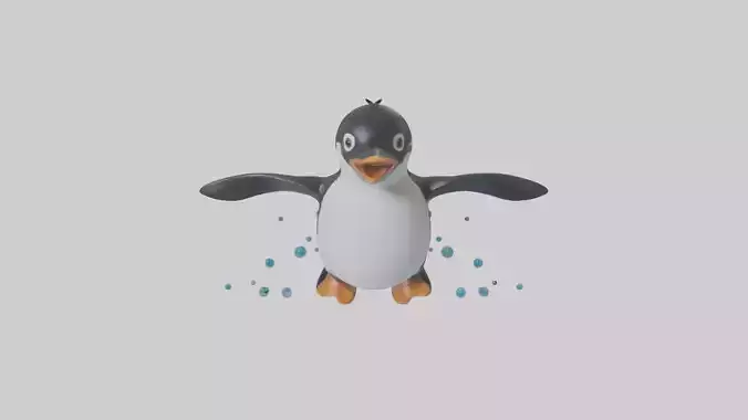 Little Penguin swimming model Low-poly 3D model
