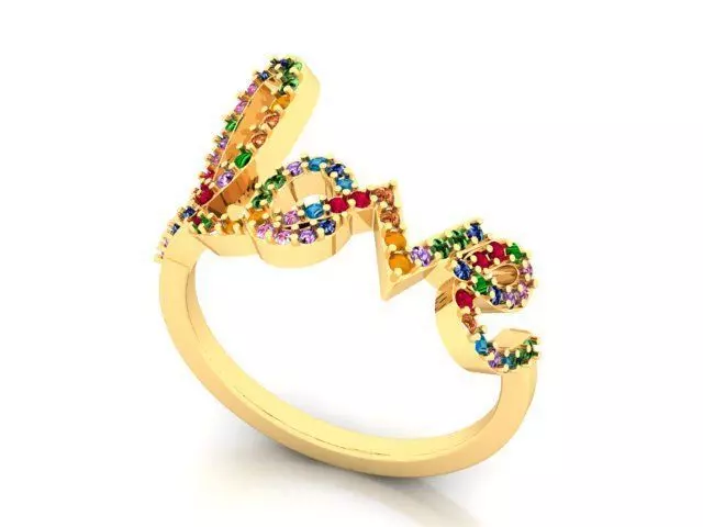 Multi Diamond Love Ring 3D print model