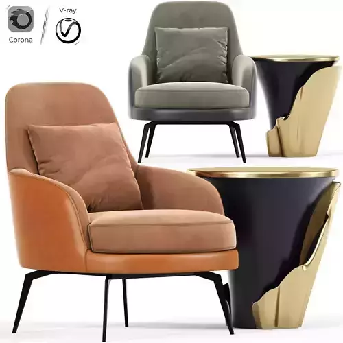 Air Poltrona Lecomfort Lounge chair Yasmine Aged Table