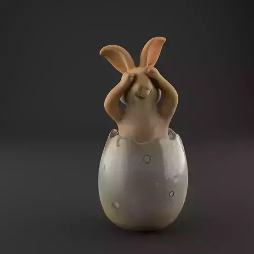 Cute Bunny in Egg 3D STL File for Easter Decoration 3D print model