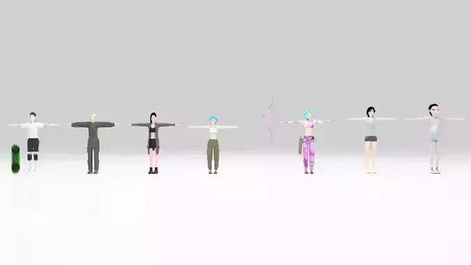 Character Girls  pack Rigged 03