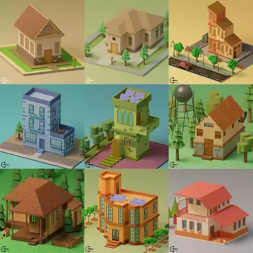 Lowpoly Houses Collection 1