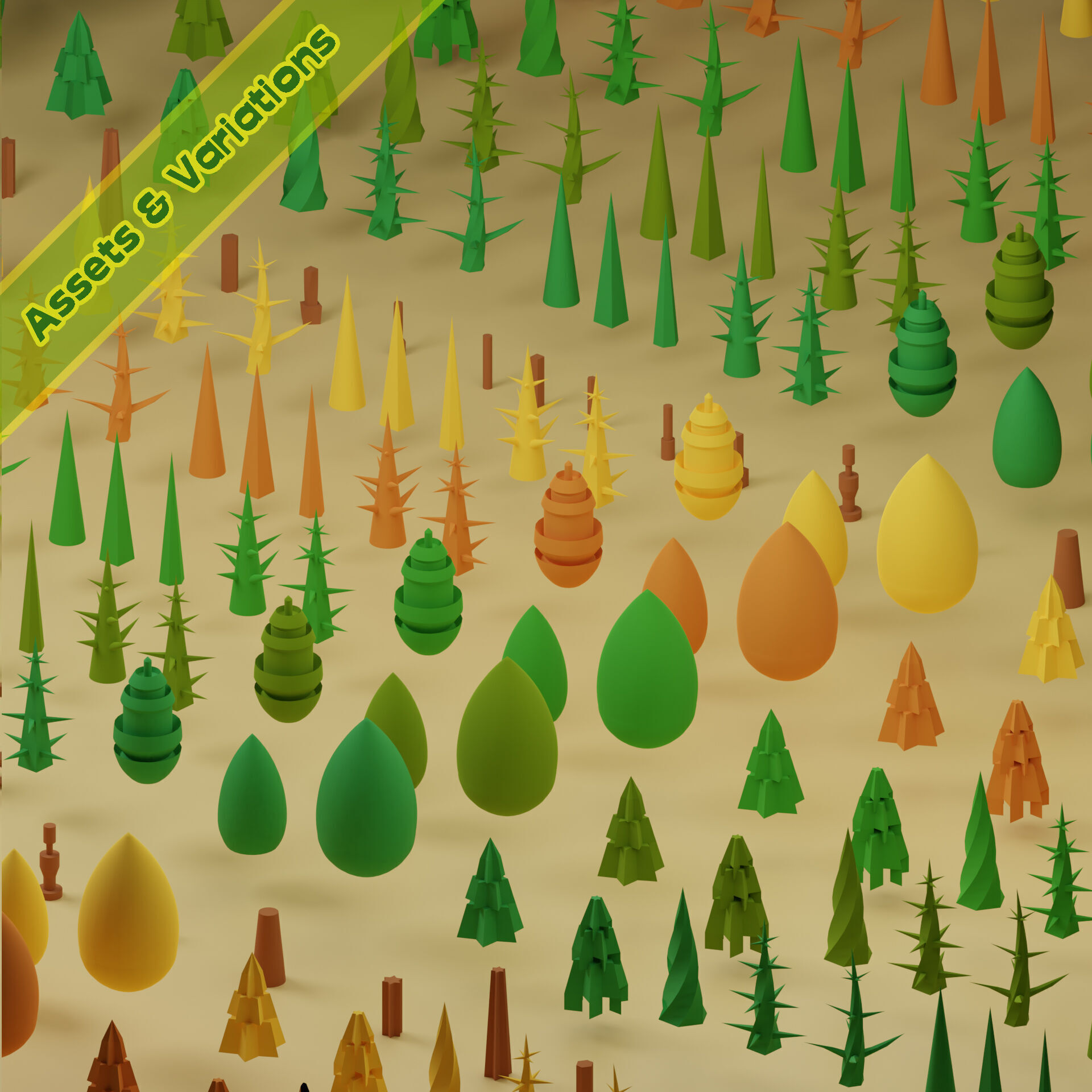 Low Poly Trees Collection - 25 trees  pack 1 Low-poly 3D model_1