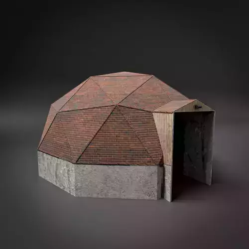 Geometric building Low-poly 3D model