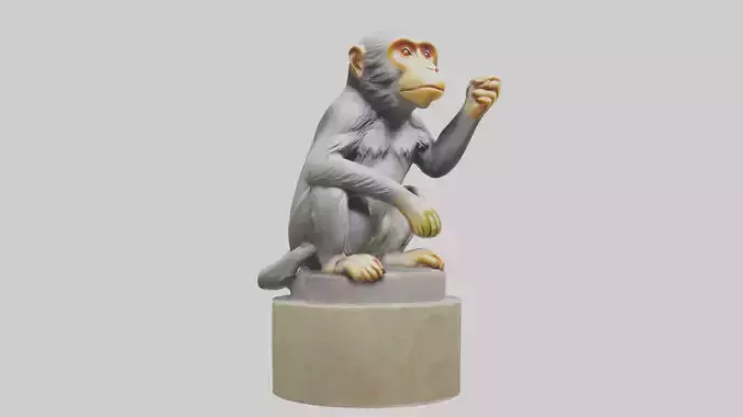 Macaque statue model Low-poly 3D model