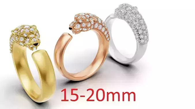 Cartier Panther Ring Small Model Half Paved 3D print model