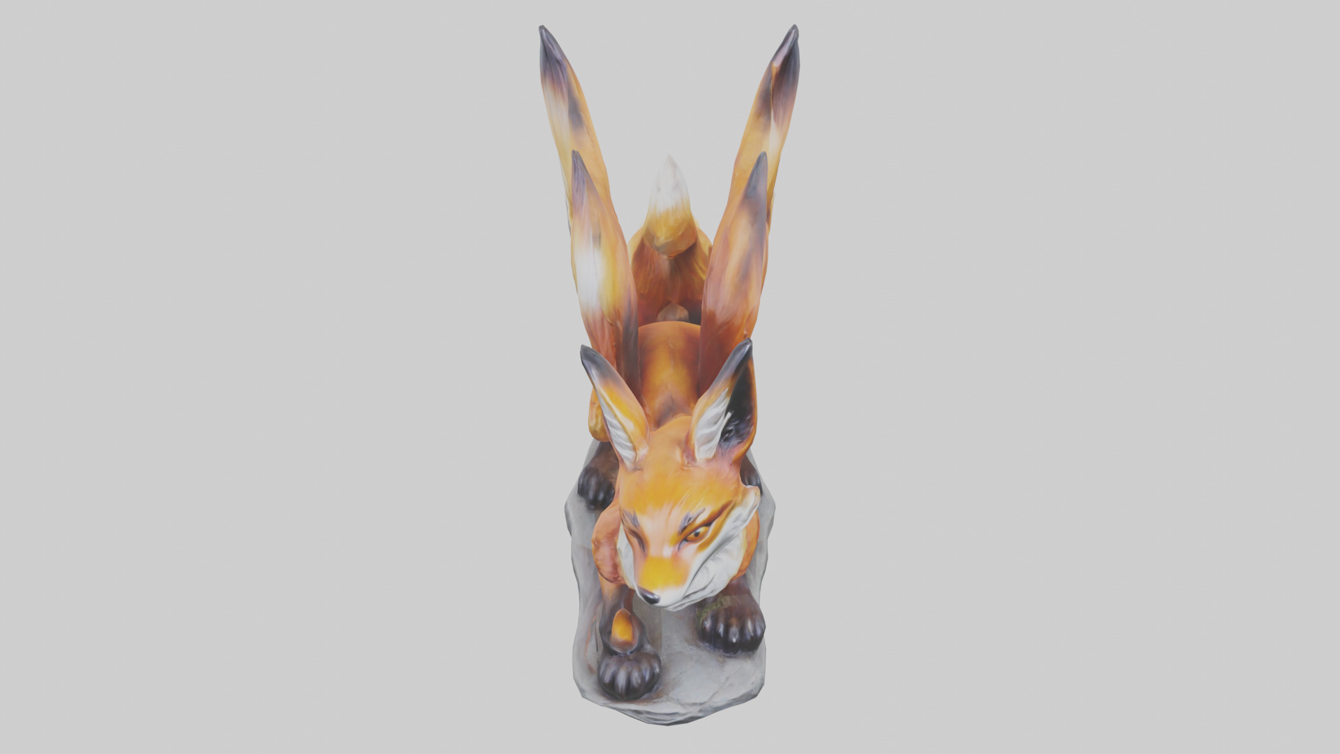 Magic Fox statue model Low-poly 3D model_16