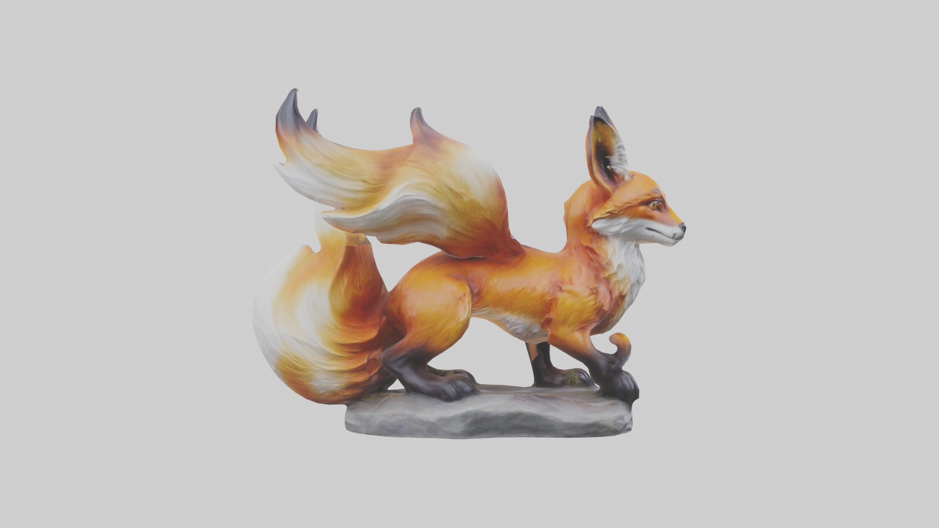 Magic Fox statue model Low-poly 3D model_13