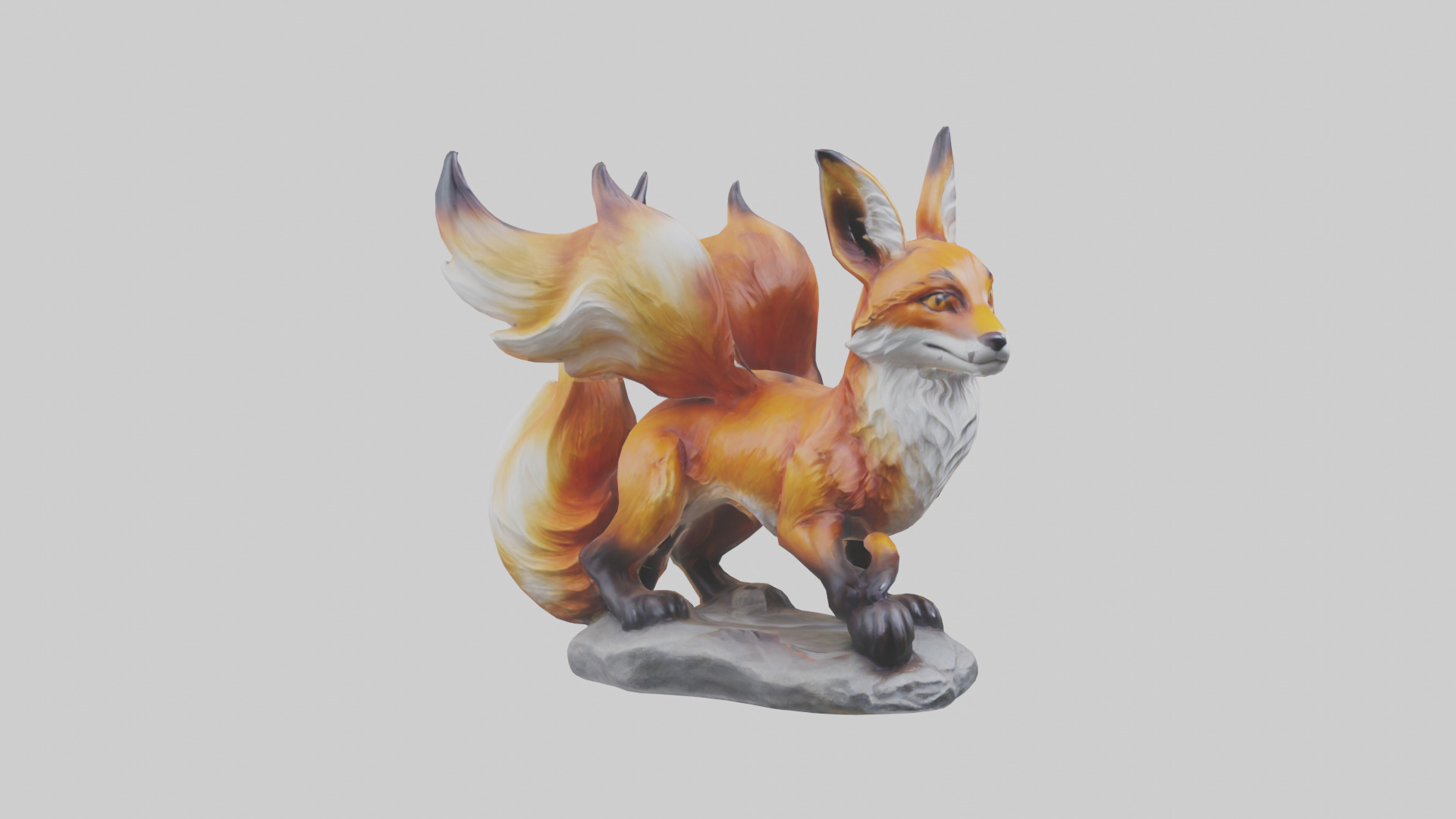 Magic Fox statue model Low-poly 3D model_9