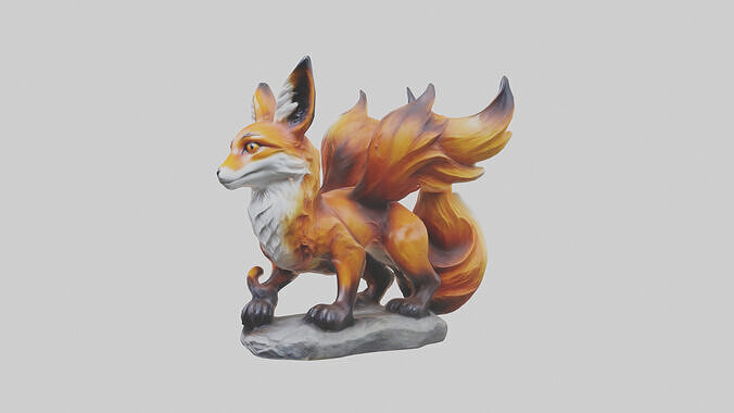 Magic Fox statue model Low-poly 3D model
