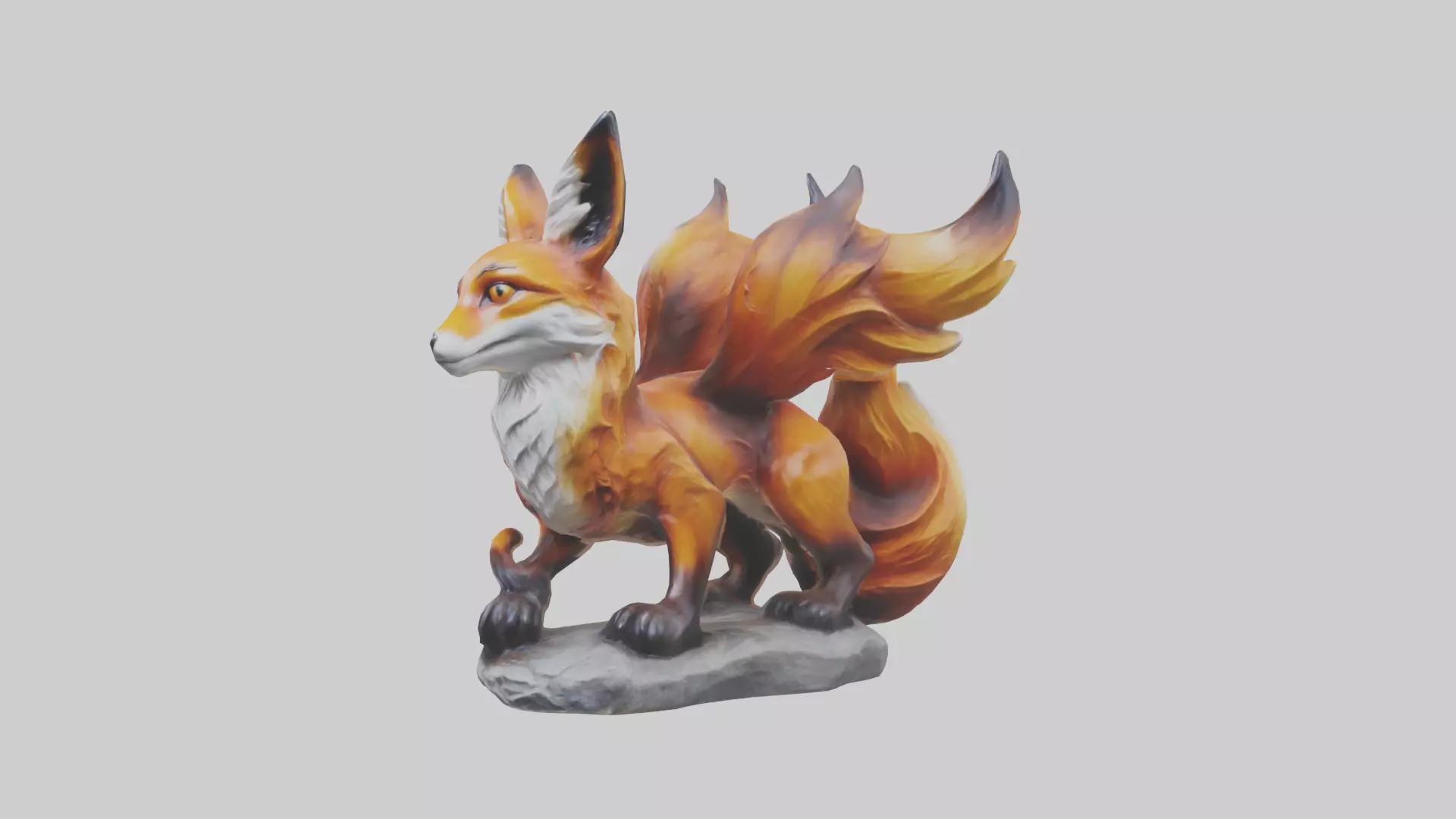 Magic Fox statue model Low-poly 3D model_0