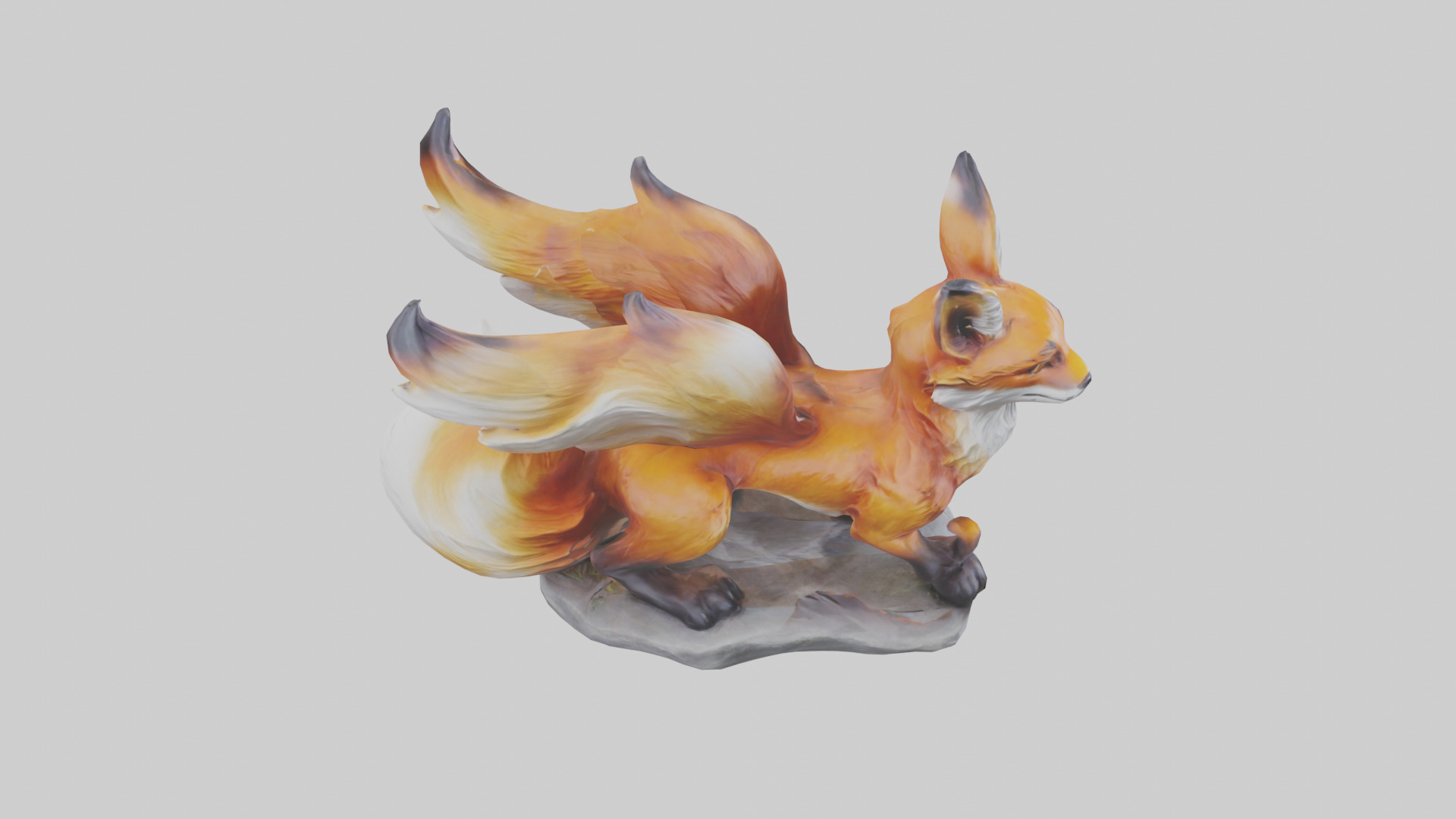 Magic Fox statue model Low-poly 3D model_18